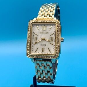 KESSARIS KES1901SQ Women’s Dress Quartz Wristwatch MOP Crystal Works New Battery